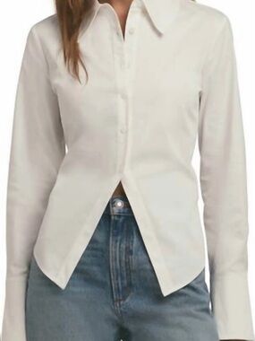 Favorite Daughter White Point-Hem Button-Down Shirt